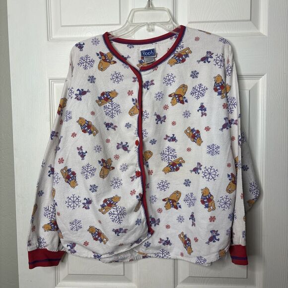 Pooh Vintage Large Winter Pajama Set 100 Percent Cotton Red Trim Disney Sleep - Picture 5 of 8